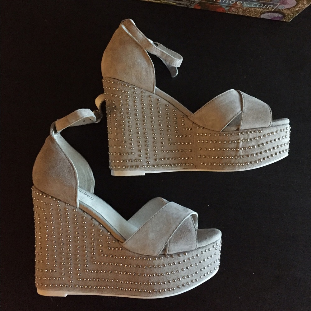 Jeffrey Campbell La Bomba Suede Studded Wedge 7